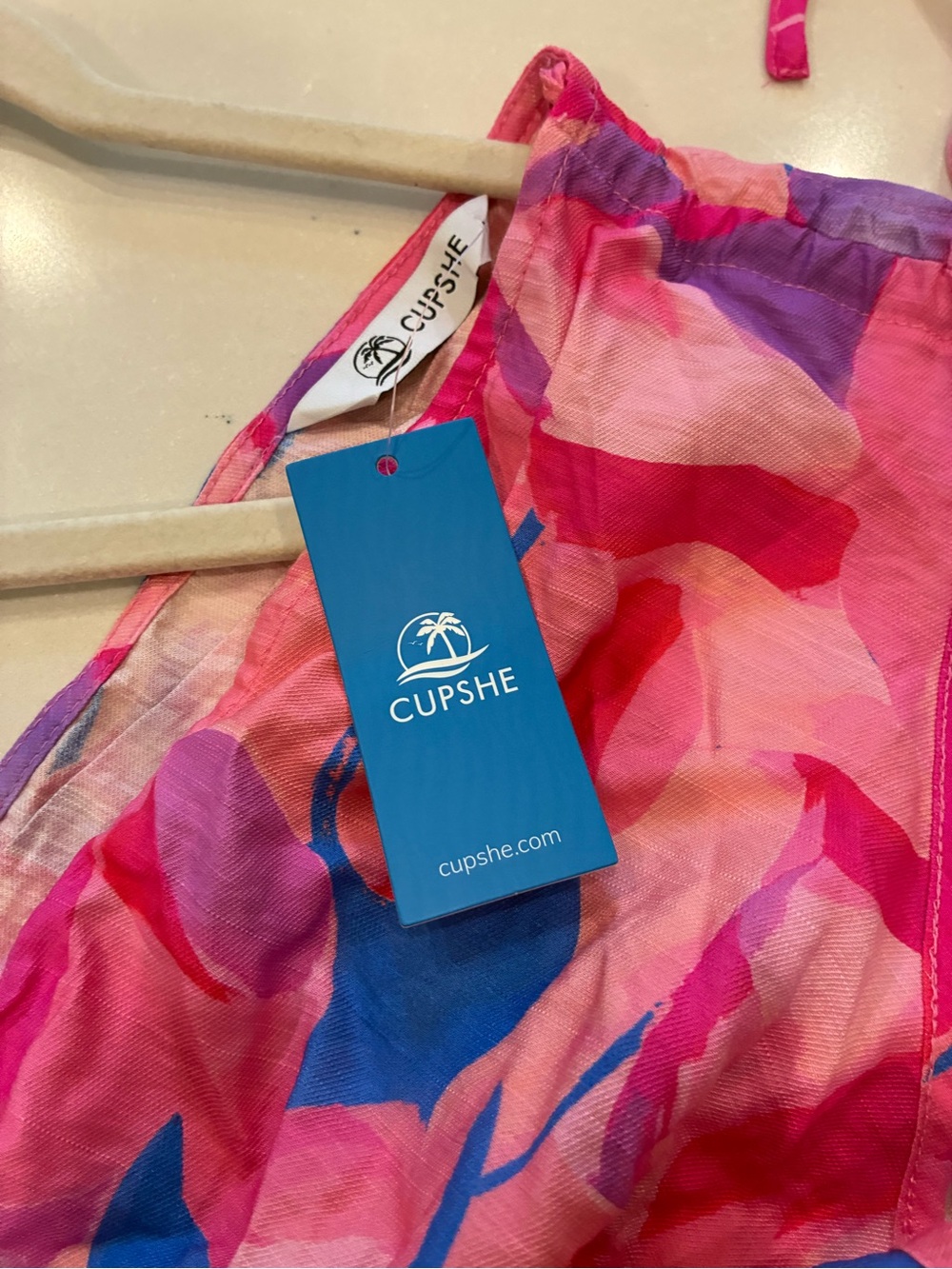 NWT Cupshe Pink & Blue Floral Dress - Picture 4 of 8